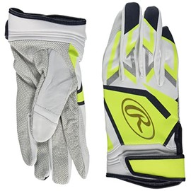 Rawlings Baseball Adult Ambidextrous Millenia Batting Gloves Genuine Leather EBG22S01 White/Lime Size L