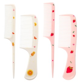 4 Pcs Girls Boys Hair Brush Kids Hairs Brushes Set Fashion Kids Hair Brushes Plastic Fine Tooth Rat Tail Combs for Girls Curly Straight Long Hairs, Pink+Yellow