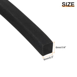 sourcing map Neoprene Rubber Sheet Rolls 6mm(W) x6mm(T) x1.5m(L) Solid Rubber Seal Strip for DIY Gasket, Crafts, Pads, Seals, Protection