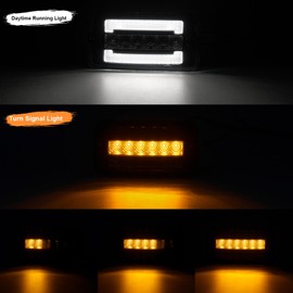 Aexploer Front Turn Signal Corner Marker Lights Compatible with Wrangler TJ 1997-2006 Yellow Dynmaic Sequential Blink LED as Turn Signal Lights,White as Daytime Running Lights (Smoked Lens)