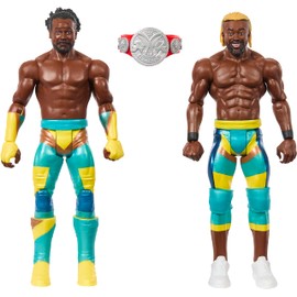 Mattel WWE Kofi Kingston & Xavier Woods Championship Showdown Action Figure 2-Pack with New Day's Raw Tag Team Championship, 6-inch