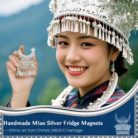 Strong Magnetic Miao Crown Fridge Magnets - Cultural Retro Metal Art Decor for Home & Gifts (Moon Goddess)