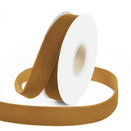 1" Wide x 10 Yards Velvet Ribbon, Vintage Single Face Velvet Ribbons for Gift Wrapping, Christmas Wrapping Bows, Wedding Decor, Sewing and More (Khaki)