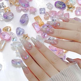 Jremg Zircon Nail Art Charms Mixed Color Shiny Nail Rhinestones 3D Mini Nail Gems 4 Colors Crystal Crafting Rhinestone Kit Fingernail Nail Diamonds for Manicure Women DIY Nail Art Accessories 200Pcs