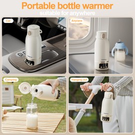 EDENPEER Portable Bottle Warmer for Travel, Fast Heating Milk Warmer for Baby On The Go, 17 Oounces Large Capacity Water Warmer for Breastmilk, Formula, Milk and Water, Cordless & Super Fast Charging