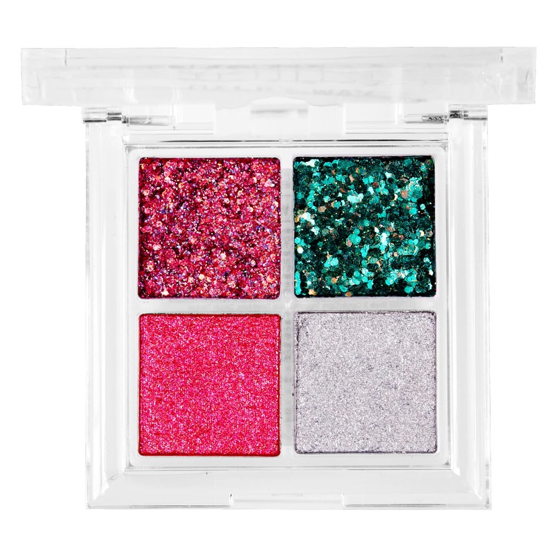 Ruby Kisses Glitter Gem Palette, 4 Shades Highly Pigmented Chunk