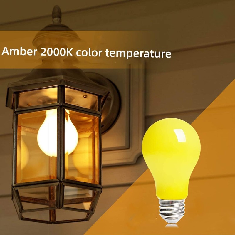 Minsily 6 Pack 3W Yellow Light Bulb A19 LED Bug