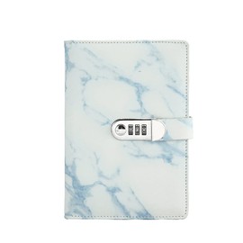 POWERTOOL Password Lock Journal Notebook, 1pc PU Password Notebook A5 Binding Fashion Daily Notebook Password Diary Sketchbook Planner Organizer with Pen Holder(Blue)