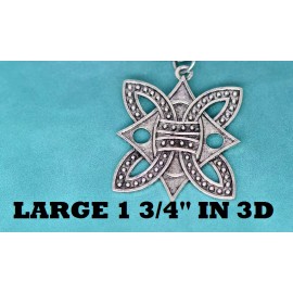 Fashion Jewelry Big NORSE VIKING CELTIC BORRE KNOT Pendant on 26" 925 Plated Silver Necklace Men