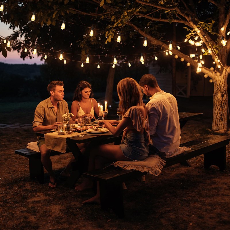 FOOMAN LED Outdoor String Lights, 50FT Outside Waterproof Patio Lights