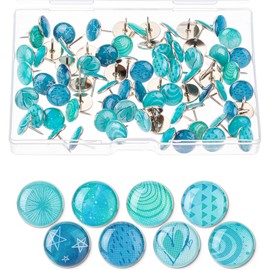 Mr. Pen- Decorative Push Pins, 80 pcs, 8 Unique Designs(Ocean Swirl), Cute Push Pins for Bulletin Board, Cute Thumb Tacks for Cork Board