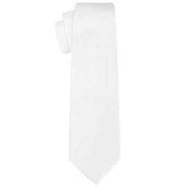 KissTies Mens Pure White Tie Solid Necktie Wedding Ties + Gift Box