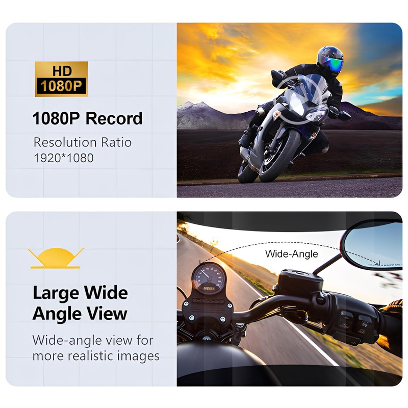 Bluetooth Motorcycle Helmet Headset with HD Action Camera 1080P Video/Photo,Hands-Free