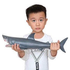 SmilerSmile Simulated Ocean Big Animal, One pc 15Inch Soft Filled Rubber Sea Educational Toys (Great White Shark)