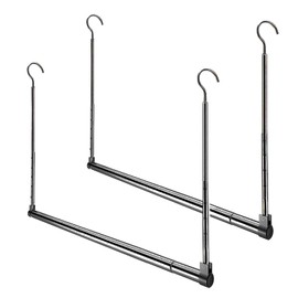 Adjustable Hanging Closet Rod, Extender Hanging Rod, Closet Hanging Organizer, Heavy Duty Closet Bar, Hanging Rod (Black, 2 Pack)