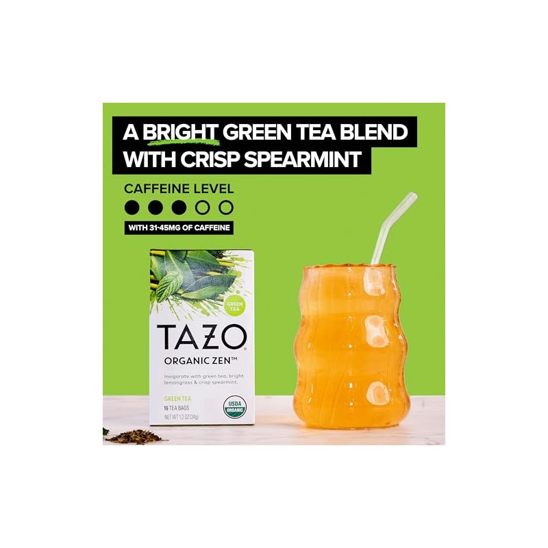 TAZO Organic Zen Green Tea Bags - Refreshing Herbal Blend