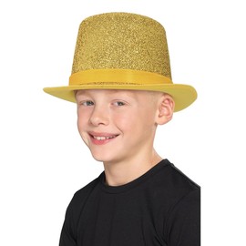MESU Kids Top Hat Child Dress Up Hats Shiny Tuxedo Hat Gold