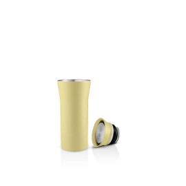 Eva Solo | City To Go Cup 12oz Champagne | Practical double-walled thermo cup for easy and simple one-hand operation – click-lid allows drinking from all sides | Champagne
