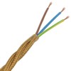 3 m Textile Cable Gold Twisted 3 x 0.75 mm²
