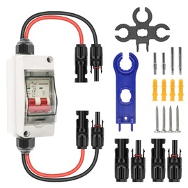 DC Isolator Switch PV System, Circuit Breaker PV DC, PV Isolator Switch Circuit Breaker 2-Pin 32A 500V with 260 mm Cable, IP65 Waterproof Housing, DC Circuit Breaker for PV System Solar System