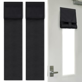 2 pcs Classroom Door Window Blackout Cover - Blocking 100% Views & 90% Sunlight, Black Lockdown Shades Privacy Curtains for 6'' x 32'' Window