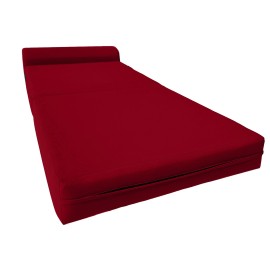 Amfuton Red Sleeper Chair Folding Foam Beds, Portable Studio Couch Bed 6 x 32 x 70
