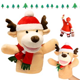 Biluer Christmas Hand Puppets, 1 x 30 cm Santa Claus Hand Puppet Cartoon Christmas Finger Plush Toy Christmas Hand Puppet Children Suitable for Storytelling and Role Play