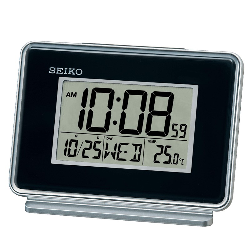 SEIKO Hudson Everything Bedroom Digital Alarm Clock, Black