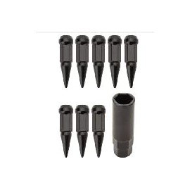 Tusk Spike Tapered Lug Nut Kit with Spike Lug Nut Key 12 mm x 1.50 Thread Pitch – 10 Pack Black Hardened Steel Lug Nuts and Key Included - Compatible with Polaris RZR Can-Am Maverick