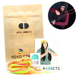 Skill Addicts Yoyo Cords - Colour Mix 10 Pieces (Works with Any Yo-Yo, Allen Tricks and Levels, Includes a Set of Yo-Yo Stickers)