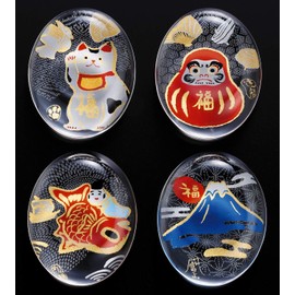 Aderia S-6287 Medeta Mono Chopsticks Rest, Set of 4 Patterns, Approx. 2.2 x 1.7 x 0.5 inches (5.6 x 4.4 x 1.3 cm) / Chopstick Rest, Made in Japan, Comes in a Cosmetic Box, Birthday Gift, Present