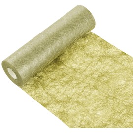 Anstore White & Gold Table Runner, 30M x 23 cm Non-woven Table Runner Roll with 150pcs Rhinestone, Gift Floral DIY Wrapping Table Ribbon Decoration for Event Wedding Christmas Party Communion