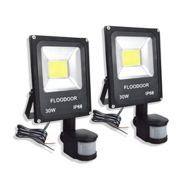 Floodoor 30W LED Motion Sensor Light Outdoor Waterproof Flood Light 12-24V AC/DC Super Bright Security Light, 6000K, 2700LM, Daylight White, 150W Bulb Equivalent, PIR Sensor Light (2 Pack)