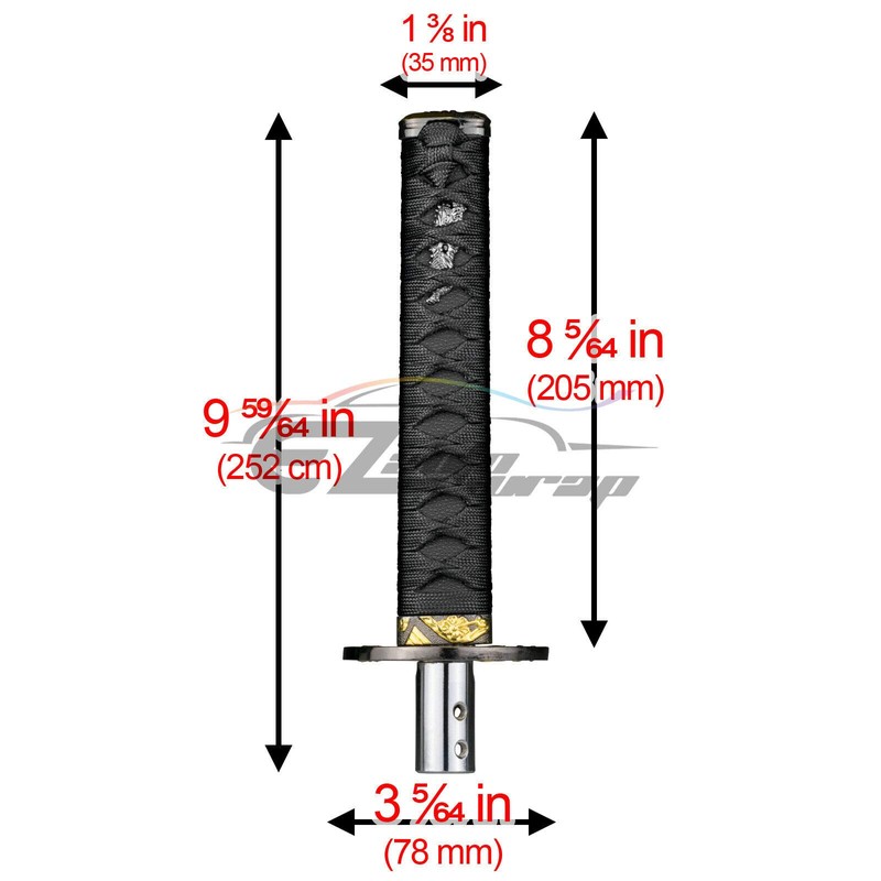 EZAUTO WRAP 20cm Black Shift Knob Samurai Sword Alloy Katana