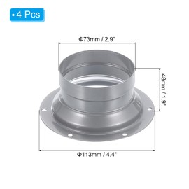 PATIKIL 3 Inch Pipe Connector Flange, Pack of 4 Metal Suitable Straight Pipe Flange Round Ventilation Air Duct for Heating Cooling Ventilation HVAC System
