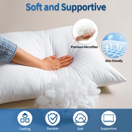 Hotel Collections Bed Pillows, King Size Set of 2, 2025 Updated Down Alternative Filling, White Pillow for Back, Stomach or Side Sleepers, 36x20