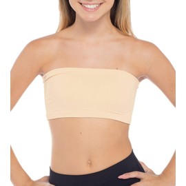 Malibu Sugar Brasier sin costuras tipo bandeau para niñas (8-12), talla única, (paquete de 2), Piel/Blanco, Talla única
