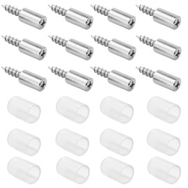 Jamiikury 24pcs Screw in Shelf Pins with Anti-Slip Clear Sleeve, Nickel Plated Shelf Pegs Cabinet Shelf Holders Shelf Support Pegs, Small Shelf Brackets Phillips Head Pegs for Shelves