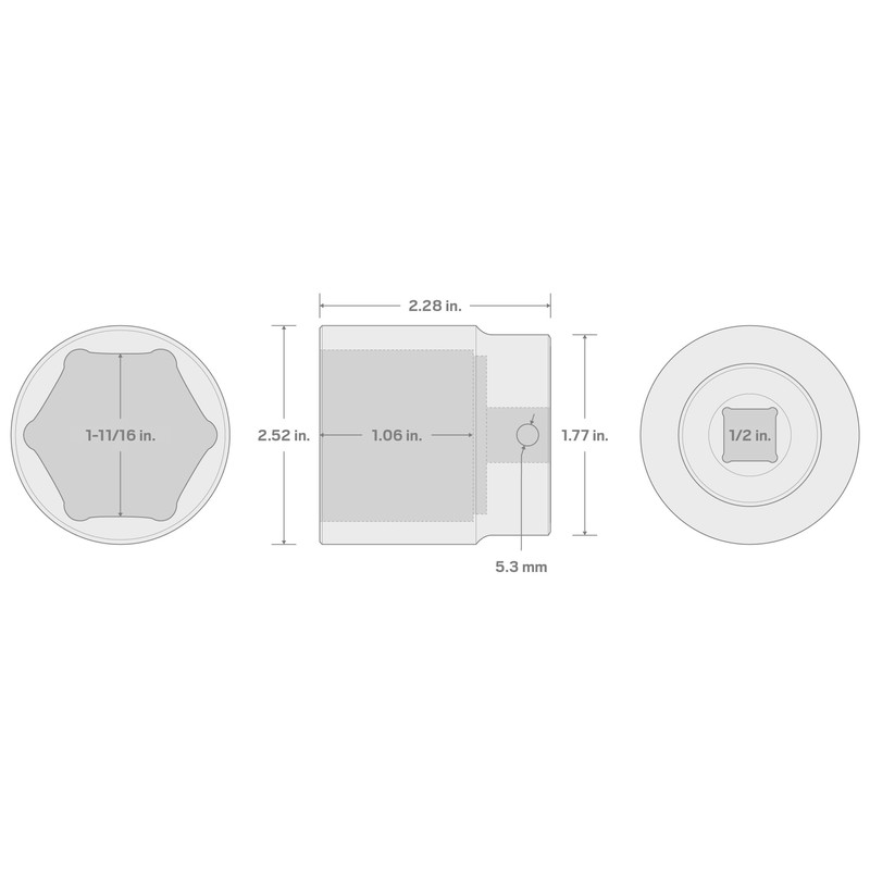TEKTON 1/2 Inch Drive x 1-11/16 Inch 6-Point Impact Socket