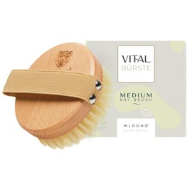 WLDOHO® Body Brush with 100% Natural Bristles | FSC-Certified Beech Wood | Ayurvedic Dry Brush Massage (Dry Brush) | Exfoliating Bath Brush | Lymphatic Drainage Against Cellulite | For Firm Skin