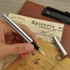 BEILUNER Silver Chrome Fountain Pen,Stunning Luxury Pen,24K Gilded Nib(Medium)