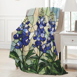 Aonimonis Bluebonnet - Manta floral para regalos para mujeres y adultos, manta de franela suave y cálida para recámara, viajes, sofá, decoración del hogar, 50 x 60 pulgadas