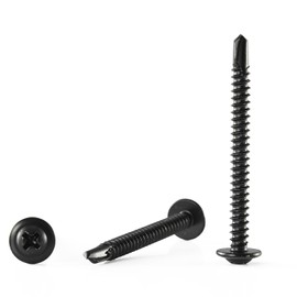 GOHODOMINO #10×2" Sheet Metal Screws 100Pcs 410 Stainless Steel Truss Head Fast Self Tapping Screws Black Oxide