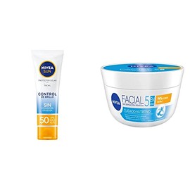 NIVEA SUN Protector Solar Facial Control De Brillo (50 ml), con Efecto Matificante de Larga Duración  Crema Facial Hidratante 5 En 1 Cuidado...       