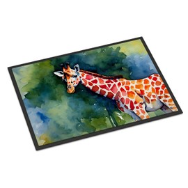 Caroline's Treasures DAC2913MAT Giraffe Doormat Front Door Mat Indoor Outdoor Rugs for Entryway, Non Slip Washable Low Pile, 18H X 27W