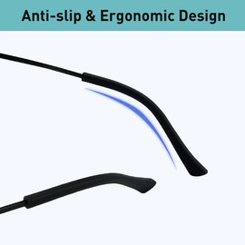 Gdnmpat Eyeglass Temple End Tips Anti-Slip Soft Silicone Tube Holder Glasses Retainers Replacement Temple Tips for Flat Thin Metal Slim Eyeglass Legs(8 Pairs Black/Brown)