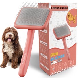 Slicker Grooming Brush for Poodles, Goldendoodles and Long-Haired Dogs - Soft Pins for Thick, Fluffy Fur Grooming and Shedding Control (Large)