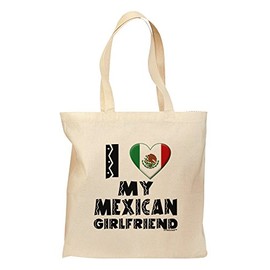 TOOLOUD I Heart My Mexican Girlfriend Grocery Tote Bag - Natural