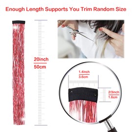 SOYZMYX 12PCS Tinsel Hair Extensions Glitter Hair Extension Clip in Gold Sparkling Fairy Hair Tinsel Kit Shiny Highlights Colorful Heat Resistant Hair Accessories for Girls New Year Party(Red+Blue)