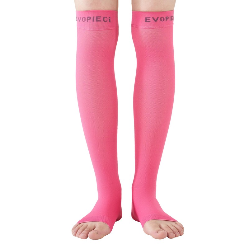 EVOPLECI PINK-L - Calcetines de compresión de punta abierta de